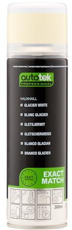 AutoTek Professional Exact Match Car Spray Paint, Vauxhall Glacier White Aerosol Spray, 300 ml