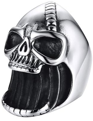 Tioheam Anillo de calaveras góticas, abridor de botellas de calavera | Abridor de botellas de cerveza con anillo gótico de motorista de calavera punk vintage | Anillo de hombre gótico punk joyería
