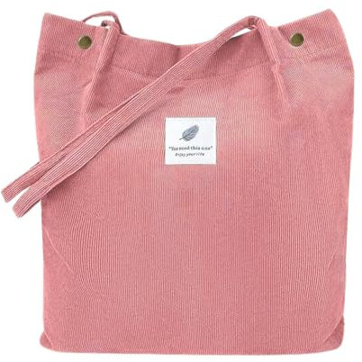 Bieiyhe Umhängetasche Cord Damen,Tote Bag Groß,Shopping Bag,Tragetasche Mode,Faltbare Shopper Tasche,Handtasche Kord,Beachbag,Leinentasche,Shopper Schultertasche,Einkaufsbeutel für Einkauf Büro