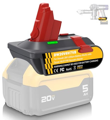 Fybemax 3-in-1 Upgrade Adapter for Dyson V8 V7 V6 Battery Replacement, for DeWalt 20V Battery Converter Work for V6/V7/V8 Animal Absolute Vacuum Cleaner, with Vacuum Fixing Clips (No Screws Required)