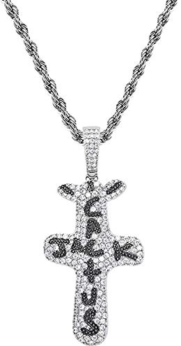 Hip Hop Cactus Jack Cross Street Style Anhänger Halskette, Männer Frauen 18 Karat vergoldet Iced Out CZ personalisierter Bling Diamant Schmuck