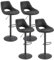 Zouron Barhocker 4er Set Schwarz, Barhocker Höhenverstellbar mit Lehne, Barstuhl drehbar aus Kunstleder & Metallstandfuß, Küchenhocker verstellbar Sitzhöhe 60-81 cm, Schwarz