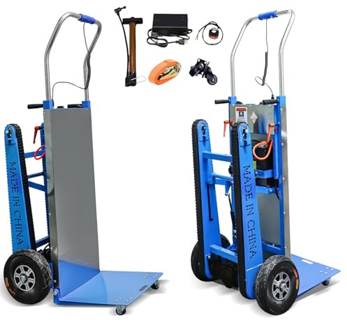 ROOMEDAL Electric Stair Climbing Hand Trucks Dolly Cart for Moving 661lb Capacity Heavy Duty Folding Stair Climber Cart Hand Trolley, for Furniture Family Logistics Warehouse (Pure Blue)