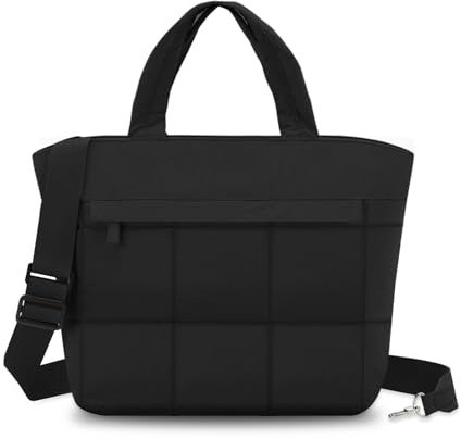 VASCHY Klein Puffer Bag, Lightweight Damen Mini Puffy Tote Bag für Tägliche Reisen Fitnessstudio Schwarz