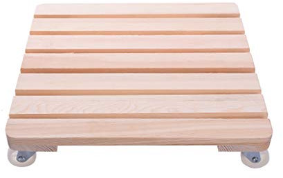 MJMLUCK Transportwagen mit Ständer auf Rädern, Pflanzenwagen aus Holz, rollender Pflanzenwagen, quadratischer Pflanzenwagen aus Holz, Tragkraft: 60 kg (35 cm)