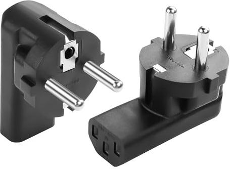 GINTOOYUN 2 EU Plug C13 Adaptador 90° Ángulo Recto 2 Pin Macho Redondo a C13 Hembra PDU Gabinete Conversión Enchufe