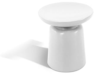 Kloris Tavolino Sgabello basso bianco in polietilene per interni ed esterni h 40 cm diametro 38 cm. Made in Italy.