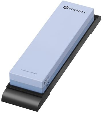 HENDI Pierre à aiguiser japonaise, double face, grain 280/1000, aiguiseur de couteaux professionnel, pierre d’affûtage et polir, avec base antidérapante, 180x50x(H)40 mm