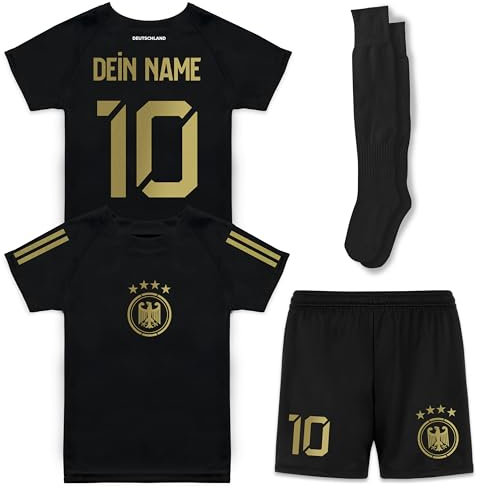 Deutschland Fußballtrikot personalisiert für Jungen & Mädchen – mit deinem Namen & Nummer – atmungsaktiv & leicht für EM 2024 Fans