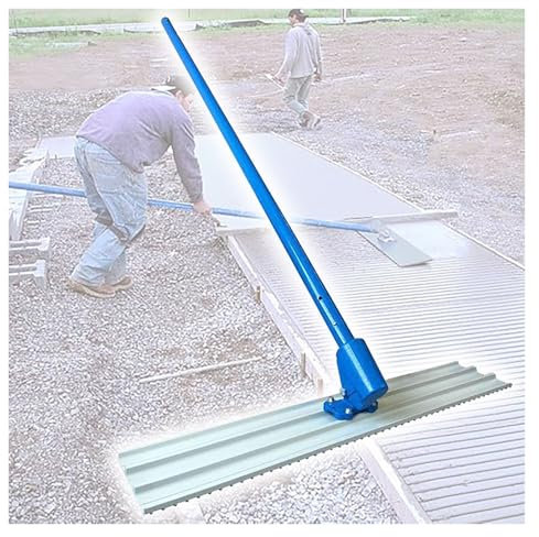 lisseuse beton avec manche Bull Float Concrete Tools Small - Léger Portable Bull Concrete Float Avec 3 Poteaux - Multigroove Outils De Béton Flottants En Magnésium Avec Support Réglable(Plate 100cmx20