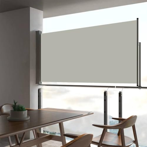 Myheimly Seitenmarkise Ausziehbar Sonnenschutz Sichtschutz Windschutz Seitenrollo Markise Seitenwandmarkise Balkon Garten Terrasse Creme,80 x 300 cm