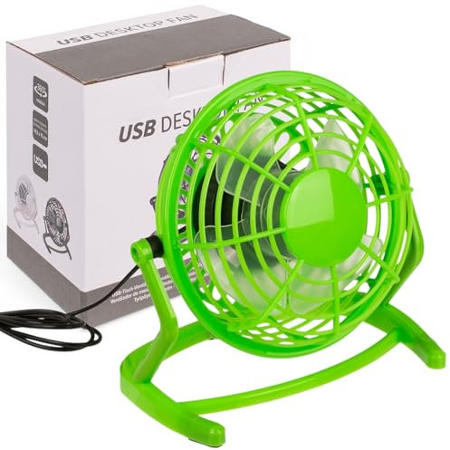 MIJOMA Tischventilator mit USB-Anschluss – kompakter Mini-Ventilator für Büro & Zuhause, geräuscharm & energieeffizient, 15 x 14,5 cm (Grün)