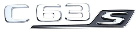 MAKAZHZZRM 3D ABS Schwarz Chrom Buchstaben Passend for Mercedes C63S AMG W205 W204 Logo Aufkleber Emblem Abzeichen Kofferraum Autozubehör(Chrome C63S)