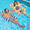 2 Stück Luftmatratze Pool, Aufblasbarer Sessel, Wasserstuhl mit Rückenlehne und Armlehnen, Schwimmsitz, Poolsitz, Wasser Relaxstuhl, Sonnenstuhl (Dunkelblau+Orange)