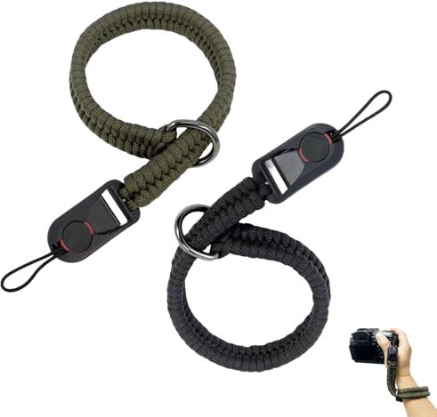 2 Stück Kamera Handschlaufe Kameragurt Camera Strap Schnellverschluss Peak Design Cuff Handy Schlaufe Kamera Trageschlaufe Handgelenkschlaufe Schultergurt Tragegurt Zubehör für DSLR (Schwarz,Grün)