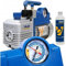 Pompa a Vuoto Bistadio 57 Lt/min con Elettrovalvola e Vacuometro ideale per refrigeranti come R32, R410A, R407C, R134A