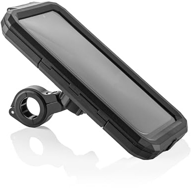 MOJOGEAR wasserdichte Handyhülle für Fahrrad & Motorrad - Large - Wasserdichter Handyhalter für Lenker 20-29mm - Schutzhülle mit Touchscreen-Fenster