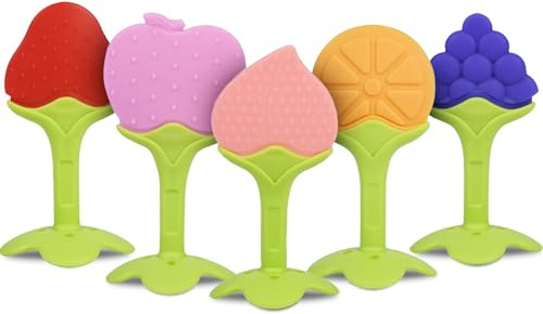 Vicloon Anneaux De Dentition,5pcs Anneau Dentition Bebe Silicone Refrigerants,Jouet De Dentition pour Bébé Ensemble Anneaux De Dentition Doux sans Bpa pour Garçons et Filles