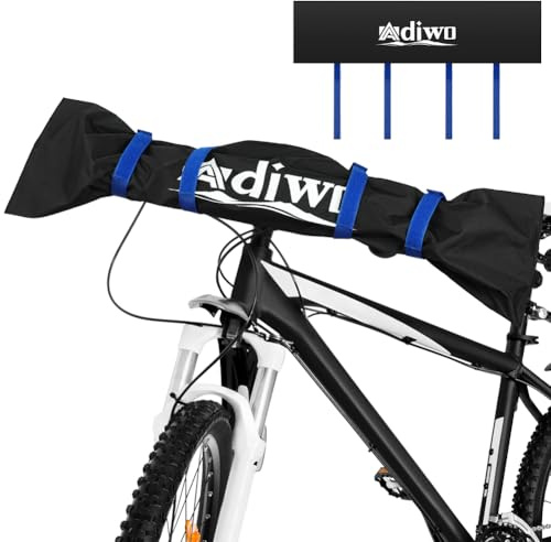 Adiwo 1 Pack Bicycle Handlebar Protector, 90cm Waterproof Ebike Handlebar Cover with Zipper and Upgraded Adjustable Adhesive, Durable Oxford Material, Dustproof, Stainproof, Suitable for all Seasons