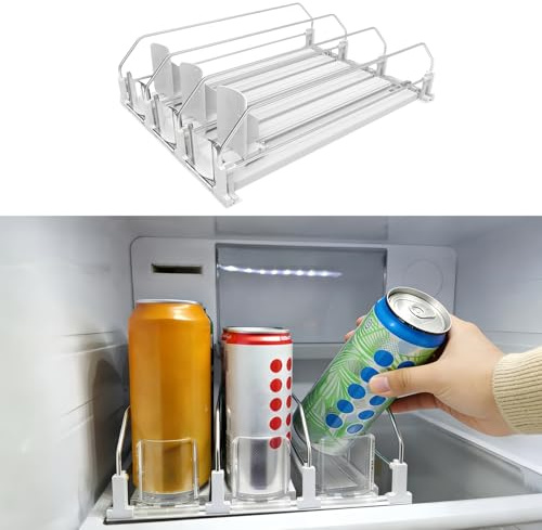 XiLayNeen Kühlschrank Organizer Getränke,Automatisch KüHlschrank Dosen Organizer,3 Reihen Selbstschiebender Getränkehalter Kühlschranks,Dosenhalter fur Küche,Schrank,Supermärkte(25×31cm)