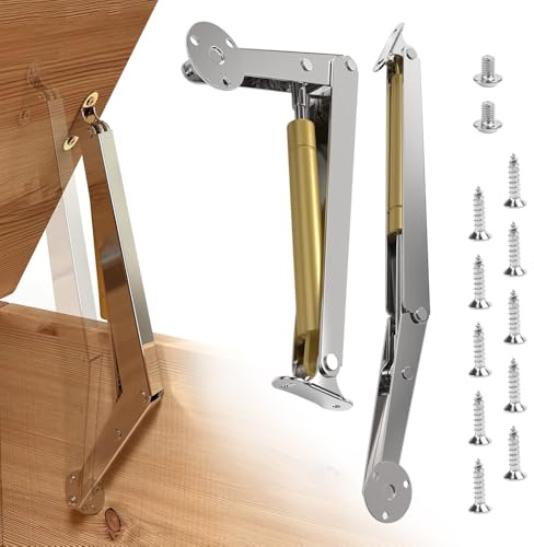 Bisagra Amortiguadora Gas 2Uds 150N 15kg 75-105° 330mm Acero Niquelado | bisagra soporte tapa, para arcon, baul madera, Cofre , Cama Abatible, Resorte de Gas, Herrajes Caja Madera resistentes