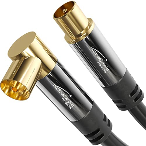 KabelDirekt – Cavo Antenna TV 4K, Coassiale – 90° angolato/dritto – 1 m – Cavo TV digitale/analogico – Disponibile in 0,5-20 m (Presa angolata/Spina dritta, per DVB-C/DVB-T/DVB-S, nero)