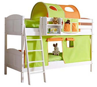 Etagenbett Doppelbett Kinderbett Erni Kiefer massiv Weiss teilbar