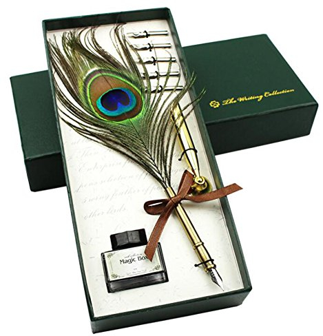 Lot de 5 stylos à plume vintage avec support et pointe en métal pour calligraphie pour débutants