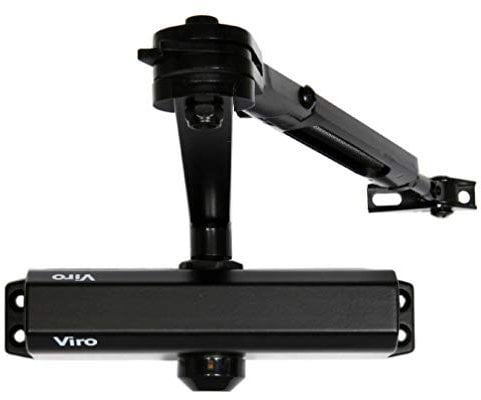 Viro | Chiudiporta Automatico, Braccio in Acciaio con Lunghezza e Arresto Regolabile, Multiforza, Colore Nero, Per Porte max. Largh. 110 cm Peso 85 kg