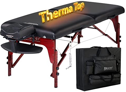 Master Massage Therma Top Mobil Massageliege Kosmetikliege Beheizbar Reiki Klappbar Holz 71cm Schwarz