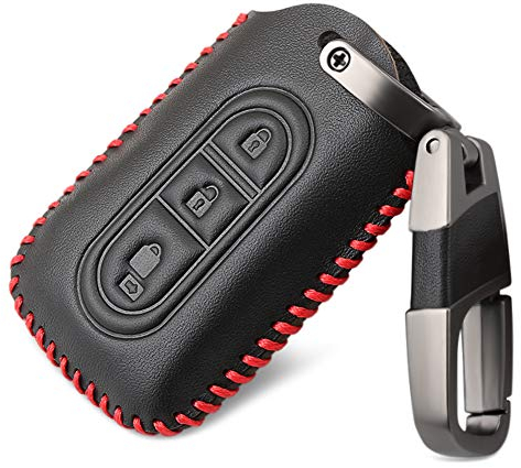 Happyit 4D Cas de Couverture de Clé de Voiture en Cuir Porte-clés pour Nissan Juke MICRA Qashqai Juke X-Trail NAVARA 3 Boutons à Distance