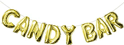 Oblique Unique® Candybar Folien Luftballon Girlande Banner in Gold für JGA Junggesellinnenabschied Hochzeit Geburtstag Party Feier Deko