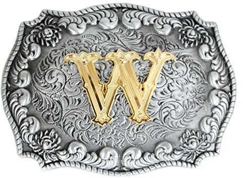 Herren-Gürtelschnallen, englischer Buchstabe in 3D, Westernstil, Cowboy-Alphabet, Initiale, Gürtelschnallen für Herren Gr. onesize, W