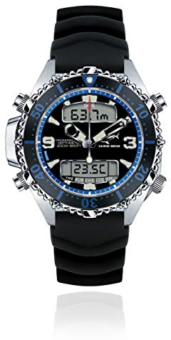 CHRIS BENZ Depthmeter Digital 200M Taucheruhr mit Kautschukband, Mitternachtsblau