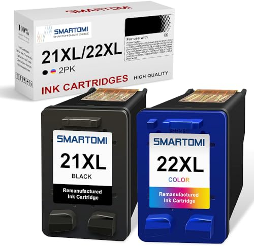 21XL 22XL Wiederaufbereitete Tintenpatronen für HP 21XL 22XL Tintenpatronen für HP Deskjet F2120 F2180 F2280 F380 F4180 F335 F4180 F4190 D2360 D1460 D1530 D2360 D2460 D1460 (Schwarz+Dreifarbig)
