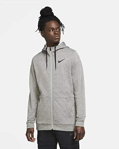 Nike Intersport Mens Therma Full Zip Hoodie, Dark Grey Heather/Black, L