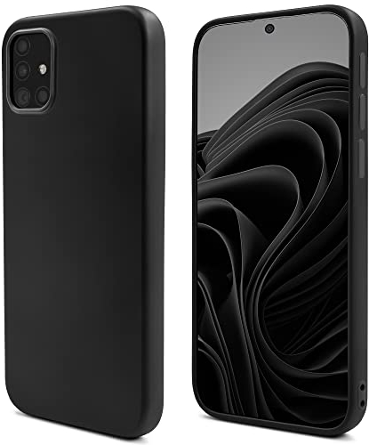 Moozy Lifestyle. Hülle für Samsung A51, Schwarz - Silikon Handyhülle Schutzhülle mit Mattem Finish und Weichem Mikrofaserfutter