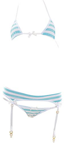 SINGUYUN Bikini sexy da donna, con reggiseno e mutandine, stile anime, per cosplay, 204 blu, taglia unica