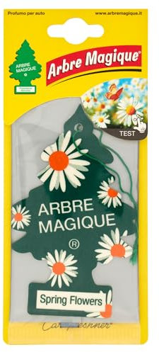 Arbre Magique Mono, Profumatore Auto, Fragranza Spring Flowers, Profumazione Legnosa e Avvolgente, Durata fino a 7 Settimane, Made in Italy, Confezione da 1 Pezzo