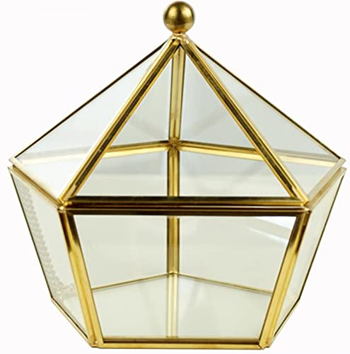 FBWSM Glaspflanze Sukkulente Pflanzer Glas Terrarium Grow House Blumentöpfe Glas Geometrische Sukkulente Pflanzer Blumentopf Tischdekoration-Gold||12CM