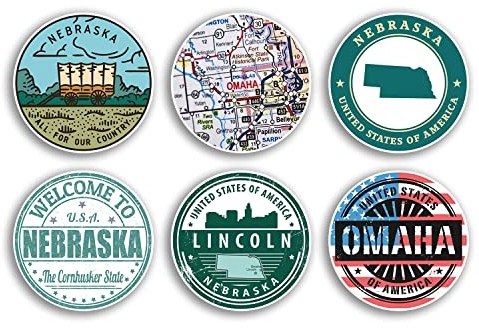 Nebraska Vinyl-Aufkleber, 6 x 10 cm, Lincoln Omaha US State America Reisekarte Flagge Urlaub Gepäck Design Geschenk #78835