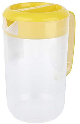 Housoutil Large Water Pitcher with Lid, 1 Gallon/ 4L Carafes Drinks Water Jug, Shatterproof Straining Pitcher Round Lid for Hot/ Cold Lemonade Juice Beverage Ice Tea Kettle ( Yellow )