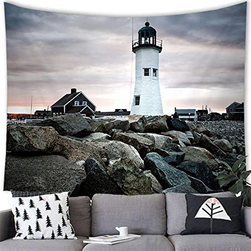 Lingquare Dark Room Decor Leuchtturm Wandteppich Wandbehang Leuchtturm Wandteppich Wandbehang Leuchtturm Home Room Dekoration Hintergrund Wanddekoration 230 * 180cm