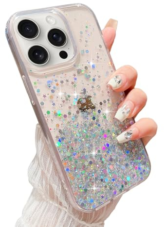 LCHULLE Glitter Case for iPhone 14 Pro Max Bling Sparkle Shockproof Phone Bumper Cute Stylish Cover for Women and Girls Crystal Silicone Slim Case for iPhone 14 Pro Max,Clear