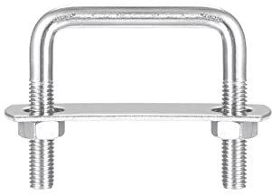 sourcing map Square U-Bolts, 3 Sets 53mm(2.09) Inner Width 50mm Length M8 304 Stainless Steel U Clamp Bolt with Nuts and Plates, for Boat Trailer