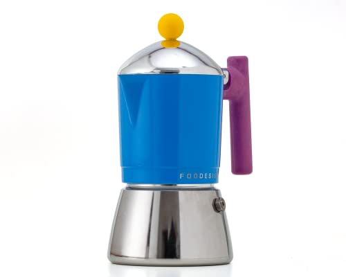 Foodesign Cafetière Moka Cocca 3 tasses design moderne pour gaz et induction chaudière bi-matériau