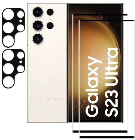 YISPIRIN Protector de Pantalla para Samsung Galaxy S23 Ultra 5G + Protector de Lente de Cámara [2+2 Piezas], 9H HD Alta Sensibilidad Cristal Templado para Samsung Galaxy S23 Ultra 5G