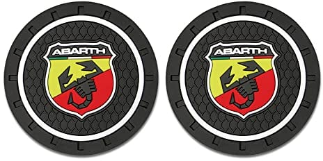 JJRY 2PCS Car Cup Holder Coasters for Fiat 500 Abarth Punto Panda Car Cup Holder Insert Mat Anti Slip Cup Coaster Interior Accessories