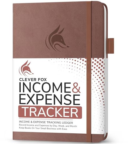 Clever Fox Income & Expense Tracker – Accounting & Bookkeeping Ledger Book for Small Business – Income & Expense Record Notebook with Receipt Pocket – Undated, A5, 5.8″ x 8.3″, Hardcover (Dark