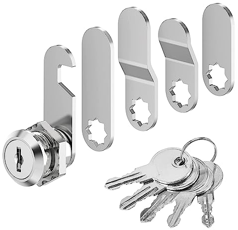 Serrure de boîte aux lettres, 20 mm, avec 5 clés, serrure de meuble livrée avec 5 plaques de serrure différentes, pour portes d'armoire, meubles
